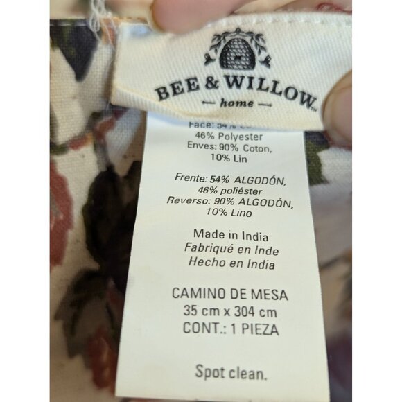 Bee & Willow Table Runner 35cm x 304cm Reversible Cotton/Polyester Plaid & Leaf - Picture 5 of 6